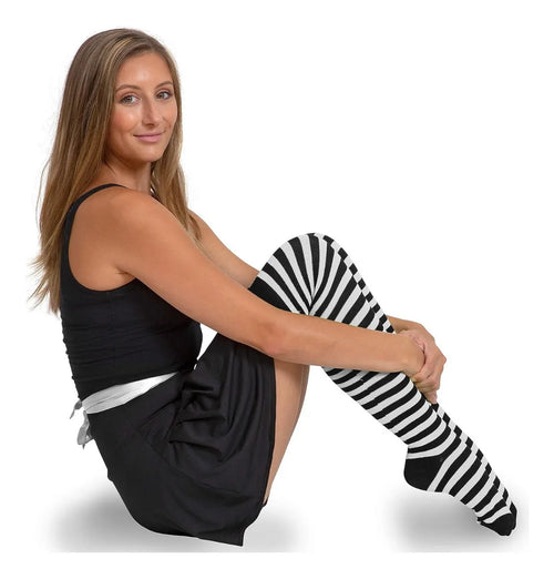 Calceta Larga Medieta Rayada Merlina Negro