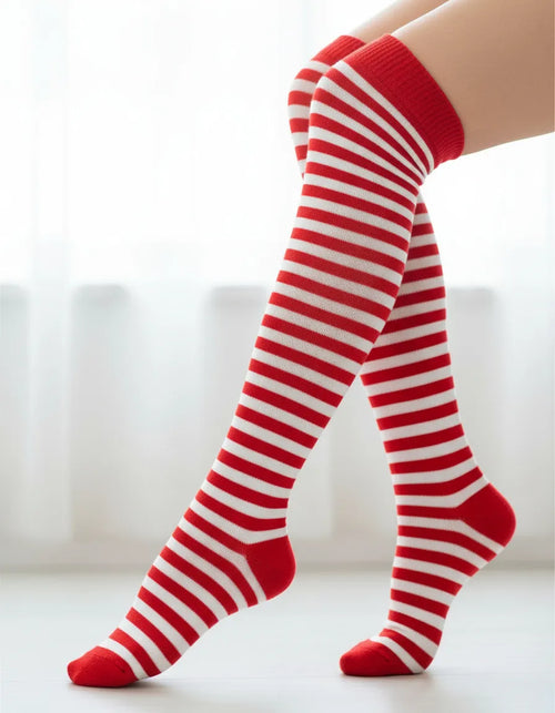 Calceta Larga Medieta Rayada Rojo