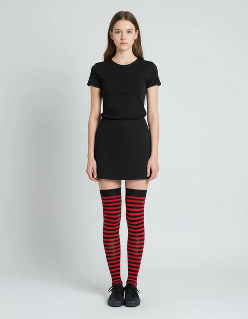 Calceta Larga Medieta Rayada Terracota