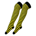 Calceta Larga Medieta Rayada Amarillo Niña