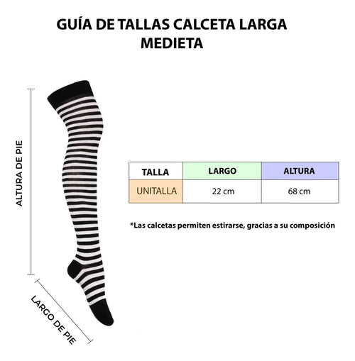 Calceta Larga Medieta Rayada Merlina Negro