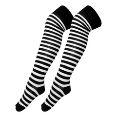 Calceta Larga Medieta Rayada Negro Merlina Niña