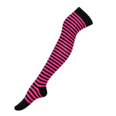 Calceta Larga Medieta Rayada Rosa