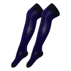 Calceta Larga Medieta Rayada Violeta Niña