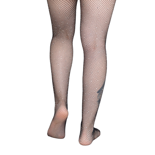 Medias Mallas Red Brillos Negro Mujer