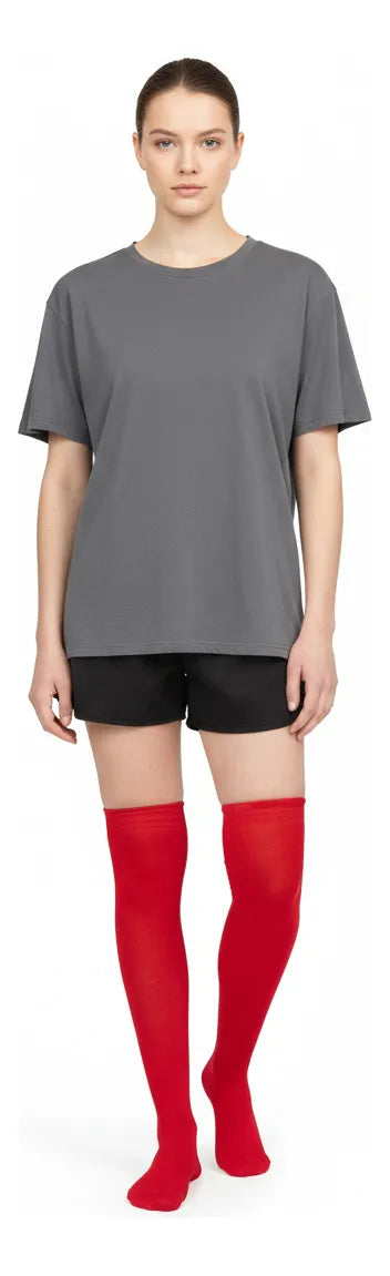 Calceta Larga Medieta Lisa Rojo