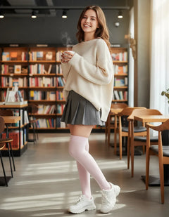 Calceta Larga Medieta Lisa Rosa