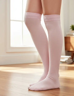 Calceta Larga Medieta Lisa Rosa