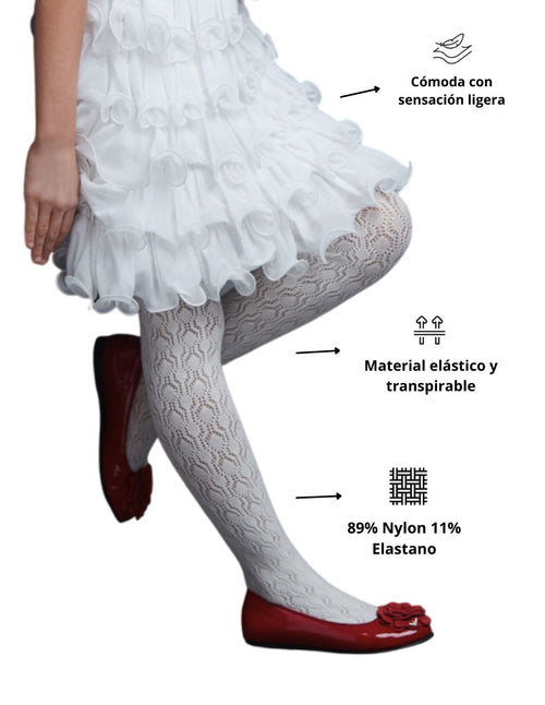 Malla Pantimedia Calada Nylon Para Niña Varios Diseños