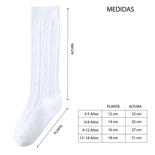 Calceta Escolar Blanca Calada Variada Cómodas Niña 6 Pares