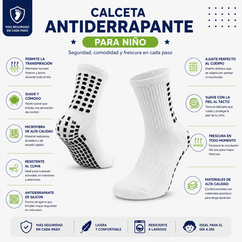 Calceta Deportiva Antiderrapante Niño 6 Pares by Don Calcetín