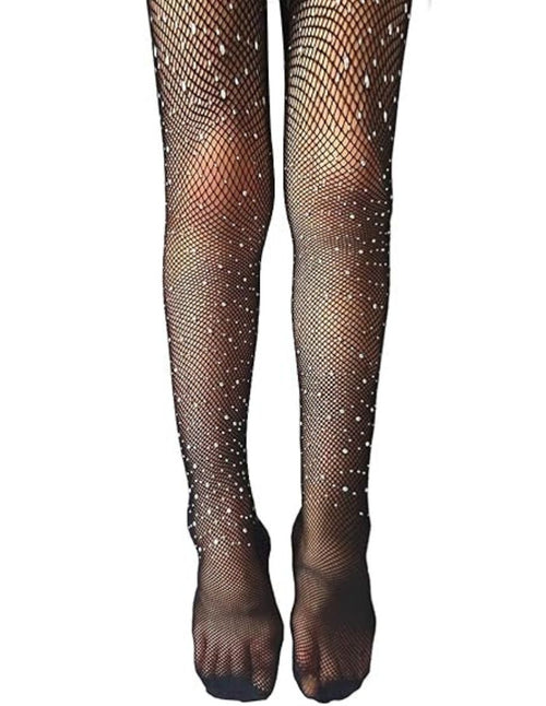 Medias Malla Red Brillante Diamantes Fiesta Disfraz Niña 3 Piezas