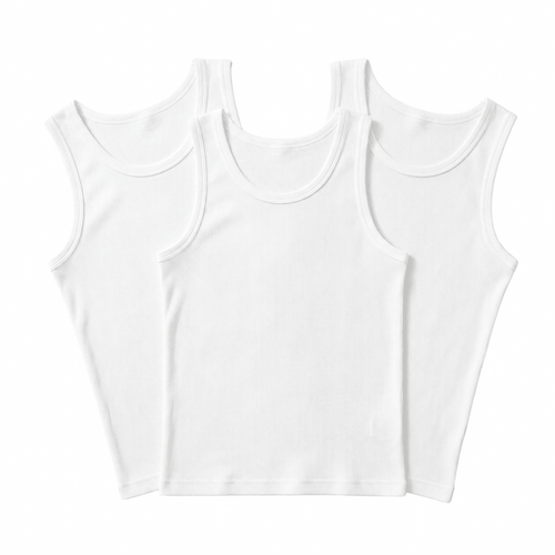 3 Pzs. Camiseta Blanca Tirante Grueso Niño - Don Calcetín
