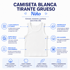 3 Pzs. Camiseta Blanca Tirante Grueso Niño - Don Calcetín