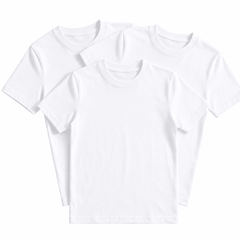 3 Pzs. Playera Blanca Manga Corta Niño - Don Calcetín