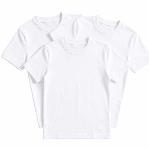 3 Pzs. Playera Blanca Manga Corta Niño - Don Calcetín