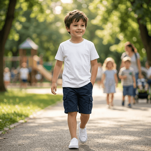 3 Pzs. Playera Blanca Manga Corta Niño - Don Calcetín