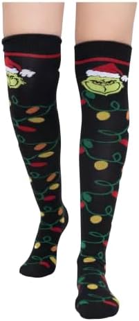 Calceta Larga Medieta Navideña Grinch Santa Algodón Calidad 3 Pares