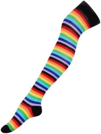 Calceta Larga Medieta Rayada Algodón Moda Varios Colores Disfraz Halloween Mujer 3 Piezas