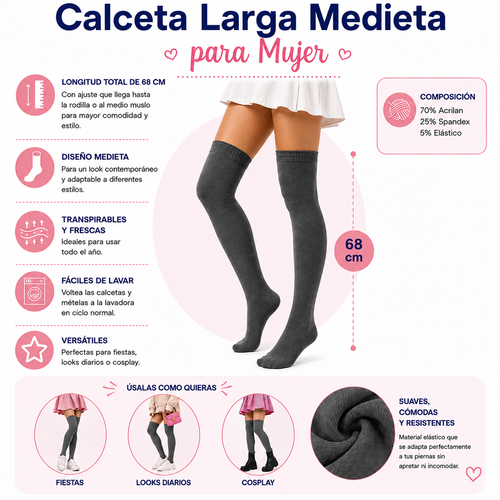 Calceta Larga Medieta Lisa Oxford by Don Calcetín