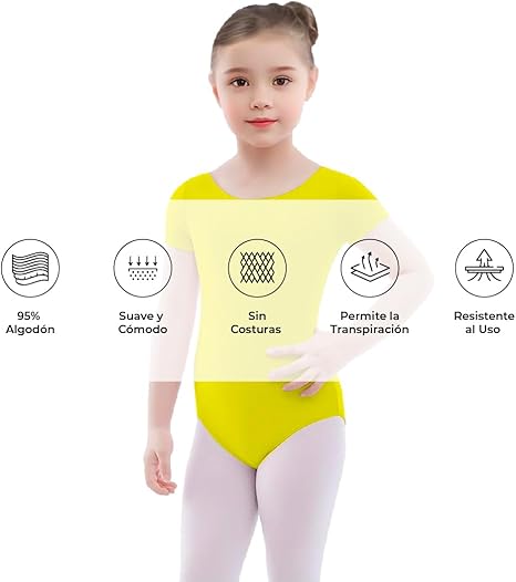 Leotardo Manga Corta Algodón Niña Ballet Gimnasia Disfraz 3 Piezas