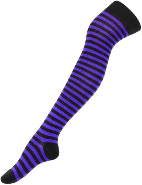 Calceta Larga Medieta Rayada Algodón Moda Varios Colores Disfraz Halloween Mujer 3 Piezas