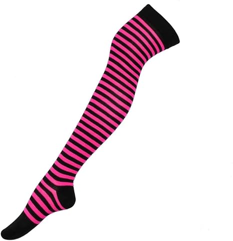 Calceta Larga Medieta Rayada Algodón Moda Varios Colores Disfraz Halloween Mujer 3 Piezas