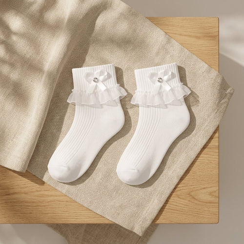 6 Pares Calceta Tobillera Con Encaje Bebe - Don Calcetín