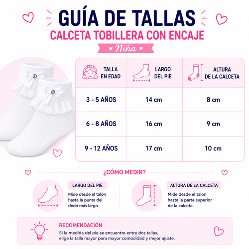 6 Pares Calceta Tobillera Con Encaje Bebe - Don Calcetín