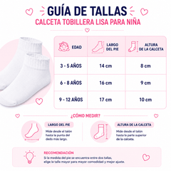 6 Pares Calceta Tobillera Escolar Liso Niña - Don Calcetín