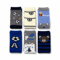 6 Pares Calceta Tobillera Estampado Variado Niño - Don Calcetín