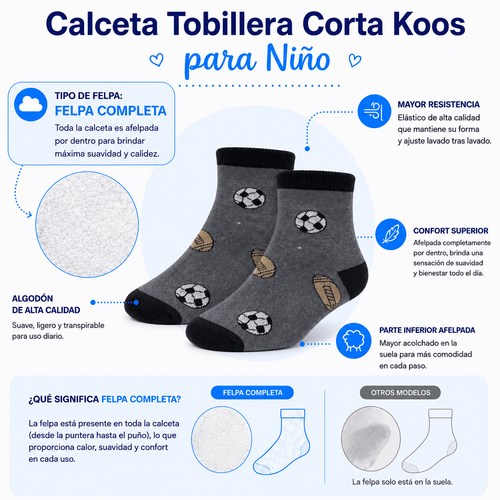 6 Pares Calceta Tobillera Estampado Variado Niño - Don Calcetín