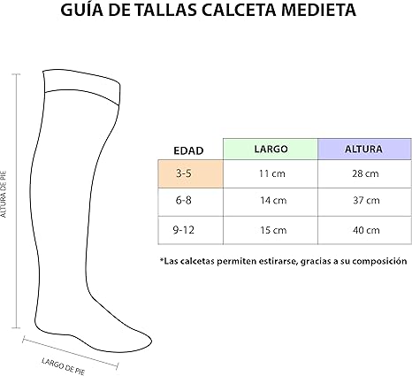 Calceta Larga Medieta Niña Varios Diseños Disfraz Uso Diario 3 Piezas