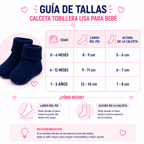 6 Pares Calceta Tobillera Liso Bebé by Don Calcetín