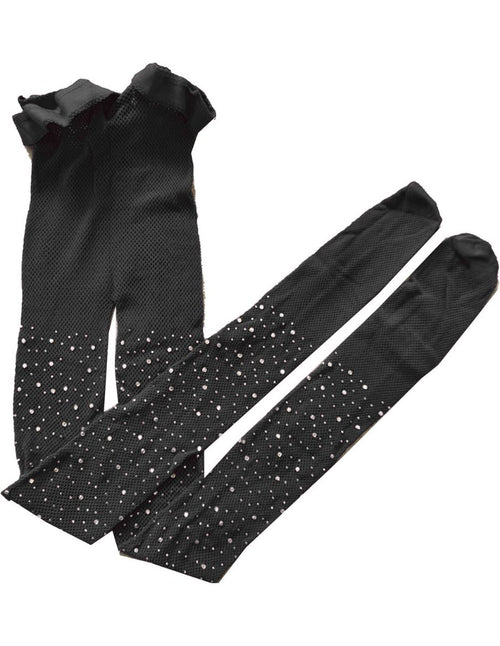 Medias Malla Red Brillante Diamantes Fiesta Disfraz Niña 3 Piezas