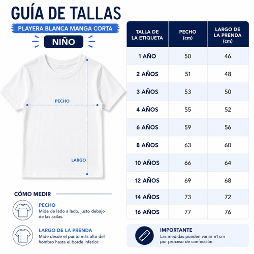 Playera Blanca Manga Corta Niño 3 Piezas by Don Calcetín
