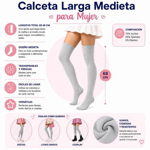 Calceta Larga Medieta Gris by Don Calcetín