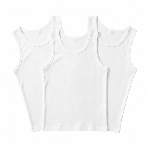 Camiseta Blanca Tirante Grueso Niño 3 Piezas by Don Calcetín