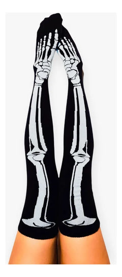 Calcetas Largas Medio Muslo Halloween Dark Varios Modelos Mujer