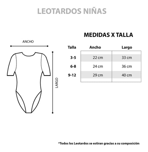 Leotardo Seamless Manga Corta Sin Costuras Niña