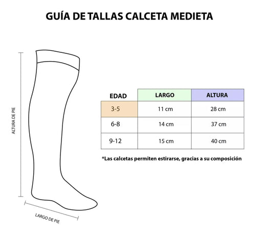 Calceta Larga Medieta Navideña Niña Algodón Varios Diseños