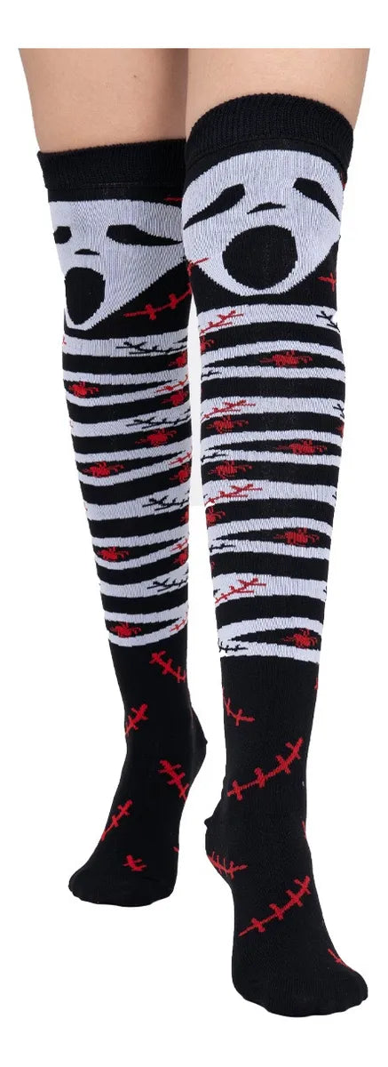Calceta Larga Medieta Algodón Scream Disfraz Halloween