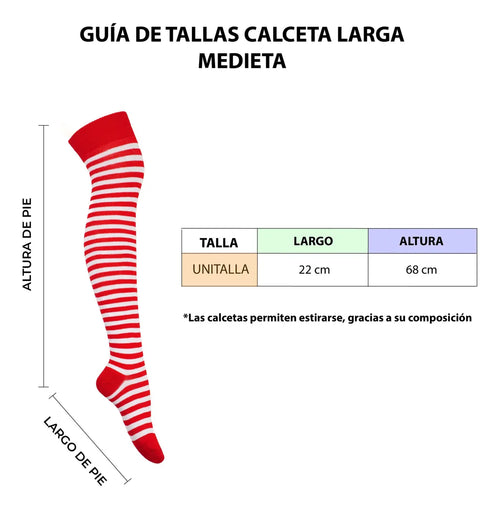 Calceta Larga Medieta Navidad Villancicos Caramelo Rayada
