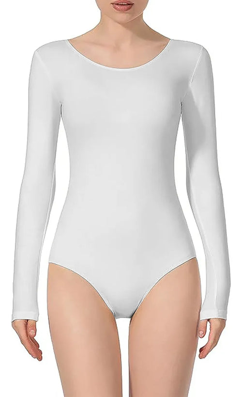 Leotardo Manga Larga Mujer Suave Seamless Danza Vestir 3 Piezas