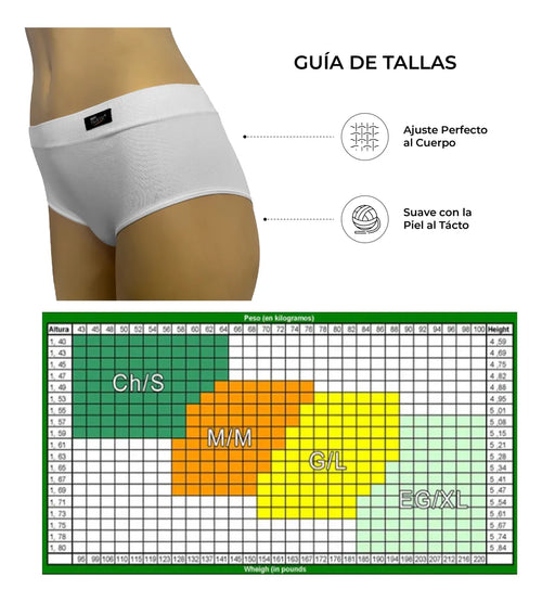 Pantaleta 3/4 Ropa Interior Mujer Algodón Moldea Figura