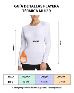 Playera Térmica Manga Larga Mujer Afelpada Polar Caliente