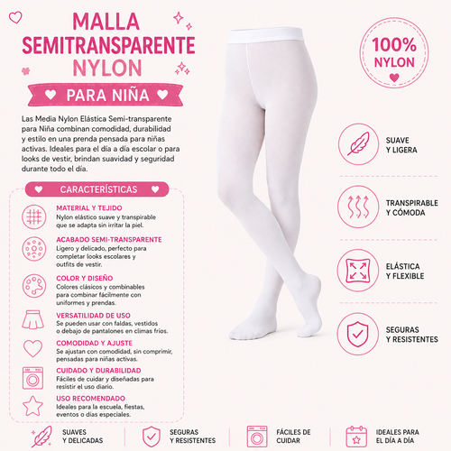 Media Nylon Semitransparente Niña by Mi tienda