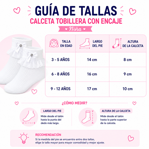 Calceta Tobillera Con Encaje Niña 6 Pares by Don Calcetín