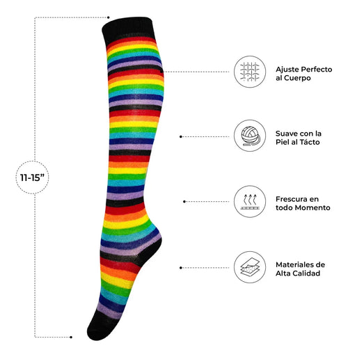 Calceta Larga Medieta Multicolor Niña