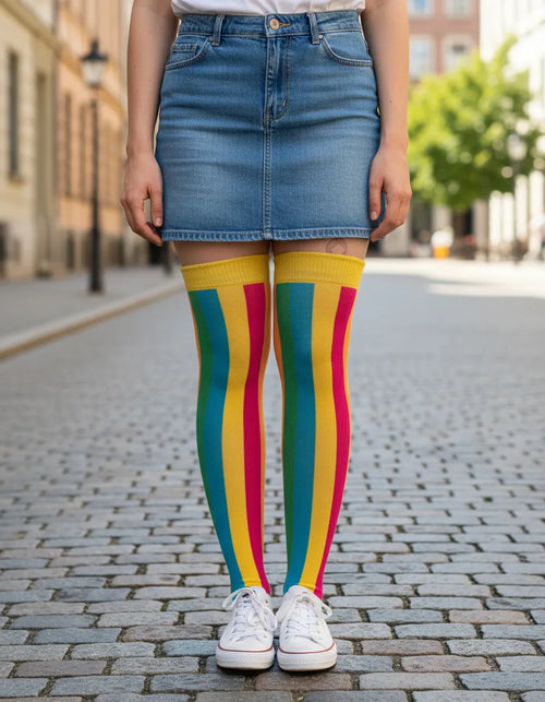 Calceta Larga Medieta Arcoiris Mujer